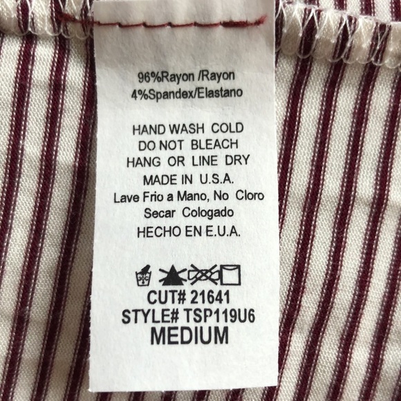 Summer Vibes Shark Maroon Burgundy White Stripe Ringer Graphic Tee Shirt Top NWT - Picture 7 of 7